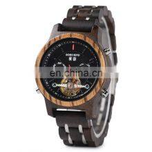 Own Design Custom Logo Luxury Wood Metal Strap Chronograph & Date Display Quartz Watch Timepieces for Women thumbnail-1