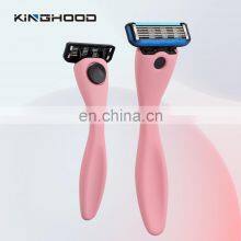 Reusable Metal Handle Pink Manual Face Customized 4 or 6 Blades Shaving Safety Razor thumbnail-2