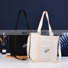 Fashion Circle Canvas Tote Bag Custom Made Sustainable Black and White Cartoon Cloth Bag With Custom Print Logo thumbnail-5