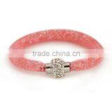 New Arrivals Colorful Mesh Single Wrap Stardust Bracelets With Crystal Stones Filled Magnetic Clasp Charm Bangles thumbnail-2