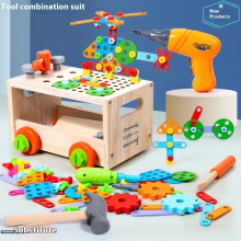 High Quality Children's Multi-Function Wood Car Electric Screwdriver Toy Disassembly Assembly Combination Tool Suit Tool Set thumbnail-2