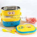 3 layers 2015 children lovely lunch box ,Minions bento box, insulationg lunch box (Accept OEM)