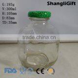 300ml Ball Glass Beverage Bottle Flint Glass Juice Bottle Metal Cap thumbnail-1