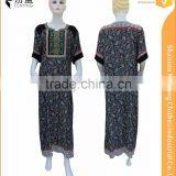 100%rayaon Lady Maxi Islamic Muslim Kaftan Abaya Long Dress With Embroidery thumbnail-1