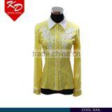 Wholesale Fashion Shirts for Women Long Sleeve Blouses White Collar Girls Shirts With Flower thumbnail-1