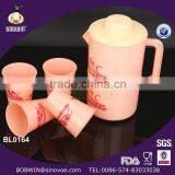 Flower Print Plastic Water Pot With Cups