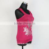 High Quality Polyester/cotton Woman Adjustable Pink Ladies Tank Top thumbnail-4