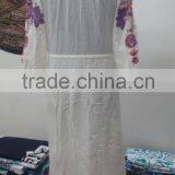 Indian Hand Embroidered Girls Party Wear Long Dress Designer Gauze Cotton Embroidery Evening Dress Handmade Hippie Dress thumbnail-4