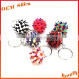 Best gift ball shape effect Custom spiky silicone rubber keychains