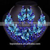 18 kg Gold Plated Bridal Wedding Jewelry Set Crystal Bead Necklace and Earrings With Rhinestone African Jewelry Sets thumbnail-4