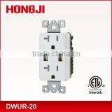 ETL Approval Usb Charger With 20A Duplex Tamper Resistant Receptacle 120VAC 60HZ