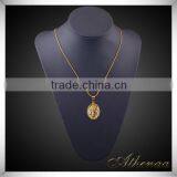 Gold Plated Polished Finish Jewelry Daily Wear Brass Round Pendant thumbnail-2