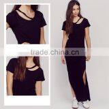 Women's Round Neck Short Sleeve Summer Maxi Dress thumbnail-3