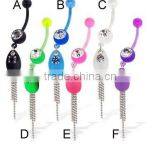 Dangle Chains Gem Belly Button Ring Body Jewelry
