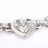 18KGP Platinum Plated Crystal Rhinestone Lovers' Heart Women Flower Bangle Bracelet Fashion Jewelry B003 thumbnail-3
