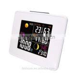 Wireless Weather Station White Alarm Clock With Backlight Indoor Outdoor Temperature Humidity Two Tramsmitters thumbnail-3