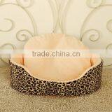 Low MOQ Fashion Coloful Leopard Print Cotton Stuffed Round Shaped Cat Bed thumbnail-2