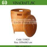 Bamboo Waste Basket With Lid for Home thumbnail-1