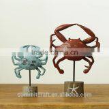 Blue and Red Resin Crab Figurine Crab Decor