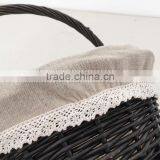 Lined Handmade Easter Wicker Basket With Handle thumbnail-3