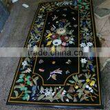 Black Marble Inlay Table Top Antique Inlay Table Top thumbnail-1