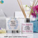 Mason Jar Invitation Bling Collection Frosted Glass White Candle Holders thumbnail-4