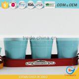 Set of 3 Galvanized Iron Powder Coating Metal Circular Pot Flower Small Decorative Pots thumbnail-2