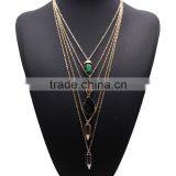 Multilayer Chain With Turquoise Pendant Unisex Costume Necklace Accessories thumbnail-2