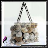 CX-H-11B Wholesale China Women Real Rabbit Fur Ball Fashion Bag thumbnail-4