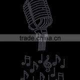 Clear Classic Microphone + 12 Music Notes Iron on Rhinestone Transfer Hotfix T-shirt Transfer thumbnail-2