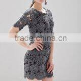 Black Crochet Dress Flower Pattern Cut-out Metallic Effect Dress for Adult SR-D9784 thumbnail-4