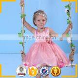 Rose Red Casual Loose Fit Summer Smocked Dresses Party Frocks for Girls thumbnail-3