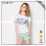 Customizable Pattern Printed O-Neck 2017 Summer Tops thumbnail-2