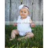 Newborn Baby WHITE Ruffles Pettitop With White Panties 2 Pcs Set thumbnail-1