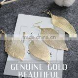 LONG Leaf Leaves Branch Bronze Earrings Hook Clip-on Dangle Drop Earring thumbnail-1