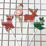 New Flamingo/Paige Pig/Deer/Christmas Tree Felt Cupcake Toppers Party Cake Decorations thumbnail-3