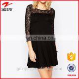 Midi Sleeve Lace See Though Detail Black Sexy Lace Maternity Dress thumbnail-1
