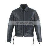 HMB-0289B WOMEN LEATHER JACKETS MOTORBIKE FRINGES FASHION COATS