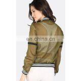 Fashion Stripe Collar Varsity Bomber Jacket Wholesale thumbnail-2