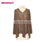 Polyester Knit Fabric Mid-aged Batwing Sleeve Woman Cardigan