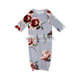 Newest Prints Baby Gowns With Knot Long Sleeve Infants Sleepwear Wholesale Toddler Pajamas Clothes Bag thumbnail-3