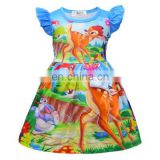 2020 summer new girls dress fawn animal print girls skirt flying sleeve princess dress