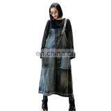 TWOTWINSTYLE Hit Color Denim Dress For Women Square Collar Spaghetti Strap Sleeveless Dresses Female thumbnail-1