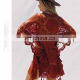 Сексуальный полупрозрачный летний полуплатье с шнуровкой, вырезом и помпончиками, в большом размере, с открытым V-образным горлом, подходящий для пляжа