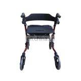 China Manufacturers Aluminum Transport Rollator Walker With Seat and Footrest thumbnail-4
