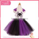 For halloween celebration deep purple gauze dress with spider pattern halloween costume