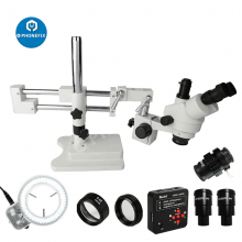 3.5X-90X Double Boom Stand Zoom Simul Focal Trinocular Stereo Microscope
