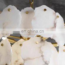 Nordic Decorative Alabaster Pendant Light LED Brass Gold Hanging Lighting Chandelier thumbnail-2
