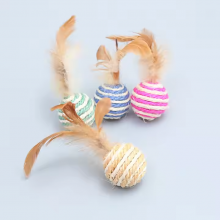 Meow Love Rarewe Pet Accessories Cat Chew Toys Sisal Feather Ball Factory Cheap Price Cat Scratching Balls Interactive Cat Toys thumbnail-4