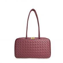 French Elegant Woven Bag Women's Shoulder Handbag Commuter Bag Neutral Minimalist Style Bucket Bag Polyurethane Material thumbnail-3